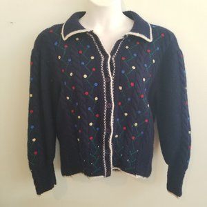 Women's Navy Embroidered Sweater